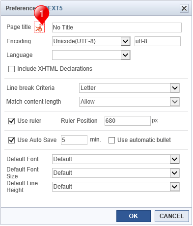 Settings view